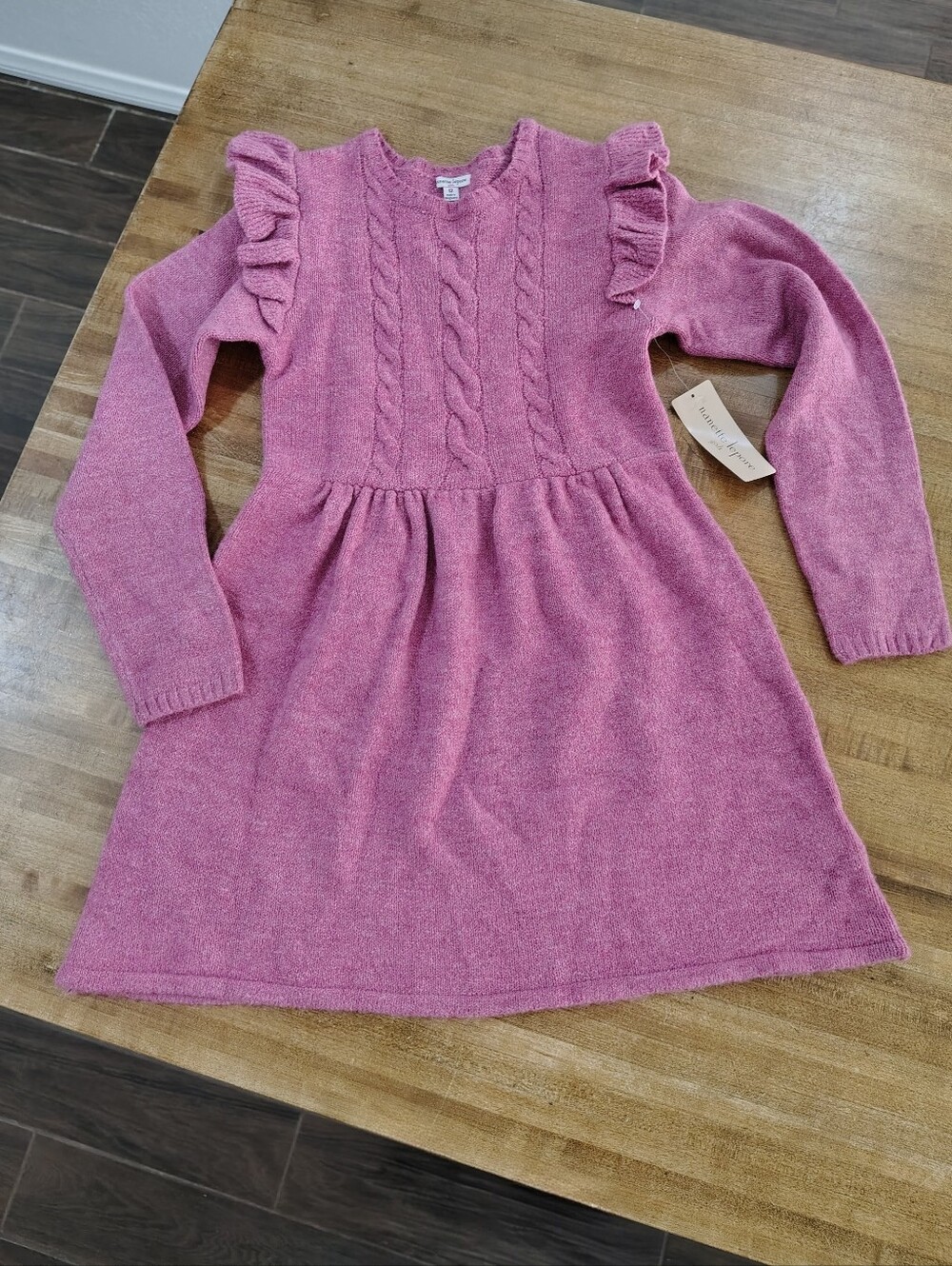Nanette Lepore Cozy Knit Ruffle-Shoulder Long Sleeve Dress - Pink NWT